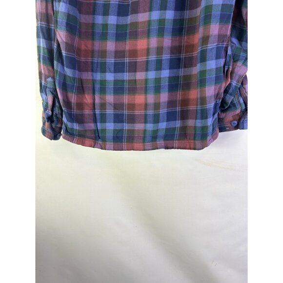 VTG 90s L.L. Bean Button Shirt Jacket Rainbow Plaid Fleece Lined - Picture 7 of 8